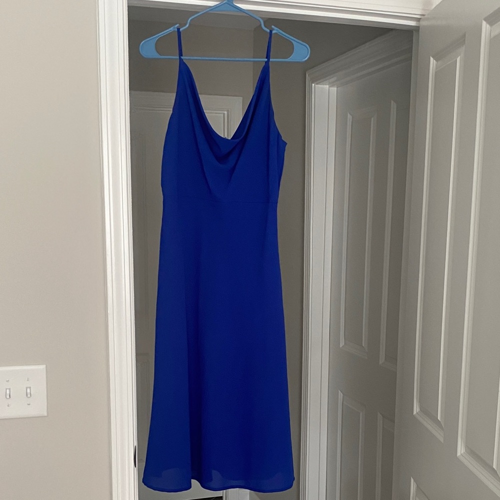 Blue scoop neck midi